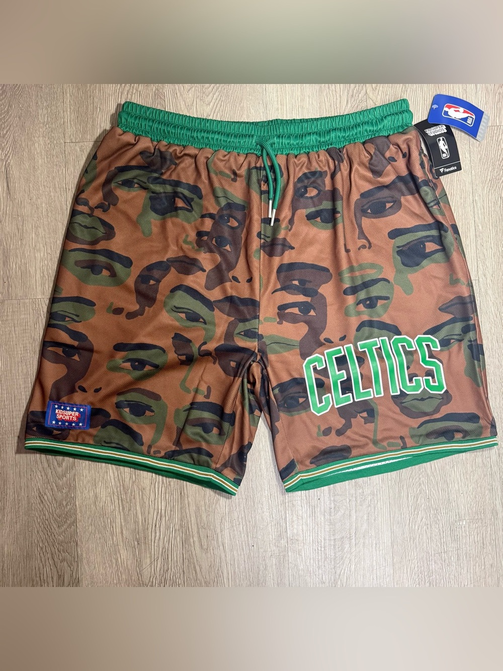 New NBA & KidSuper Studios Fanatics Brown Boston Celtics Hometown Shorts S-3XL - Picture 2 of 12